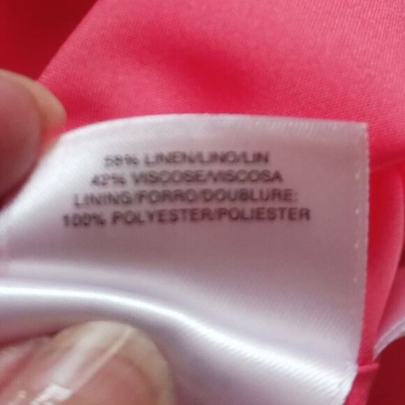 Anne Klein Sleeveless A-Line Dress V-Neck Back Zip Coral  linen Size Small - Picture 8 of 10